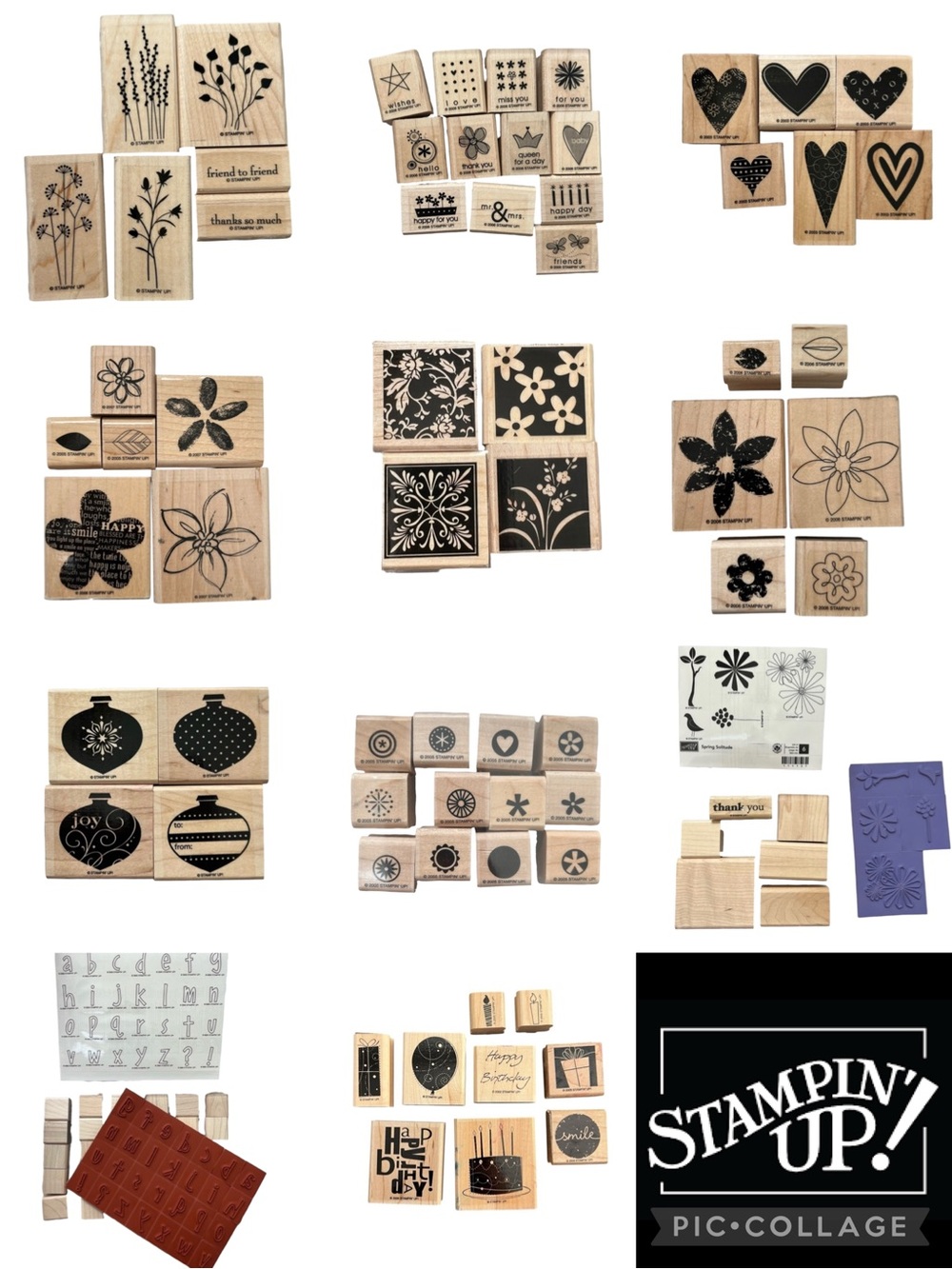 100 Stampin' Up! Wooden Rubber Stamps